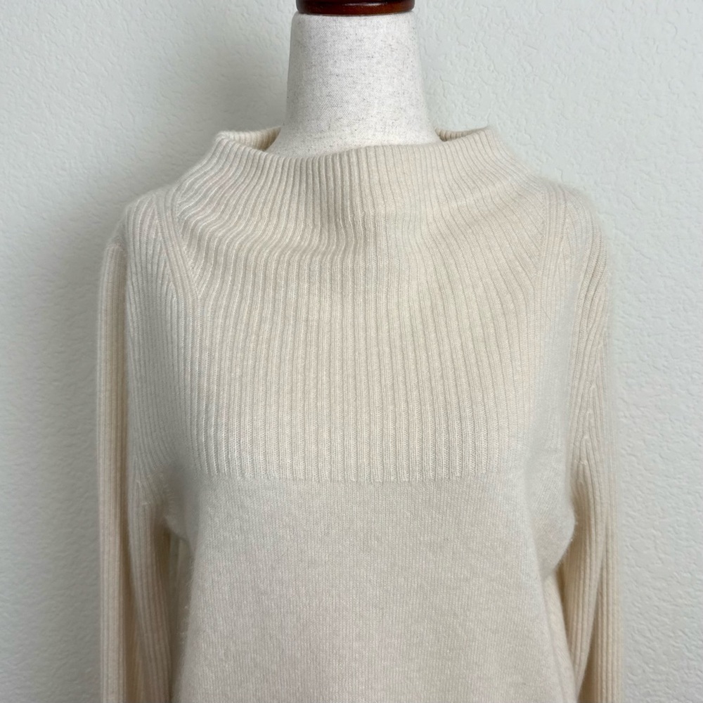 Sundance Cashmere High Neck Cream Sweater - Picture 2 of 12